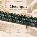 CAIRNVELL natural moss agate round beads wholesale hero image