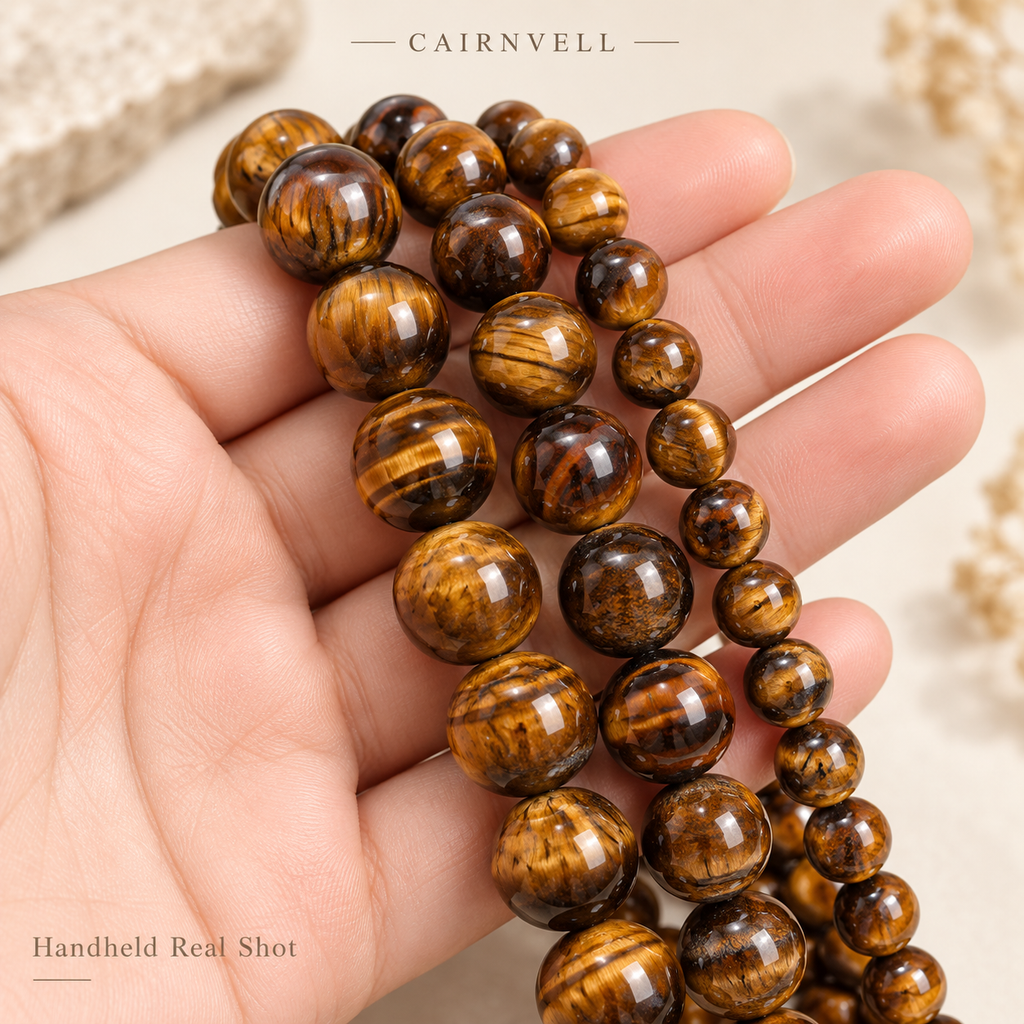 Tiger eye 1A bead strands handheld product view