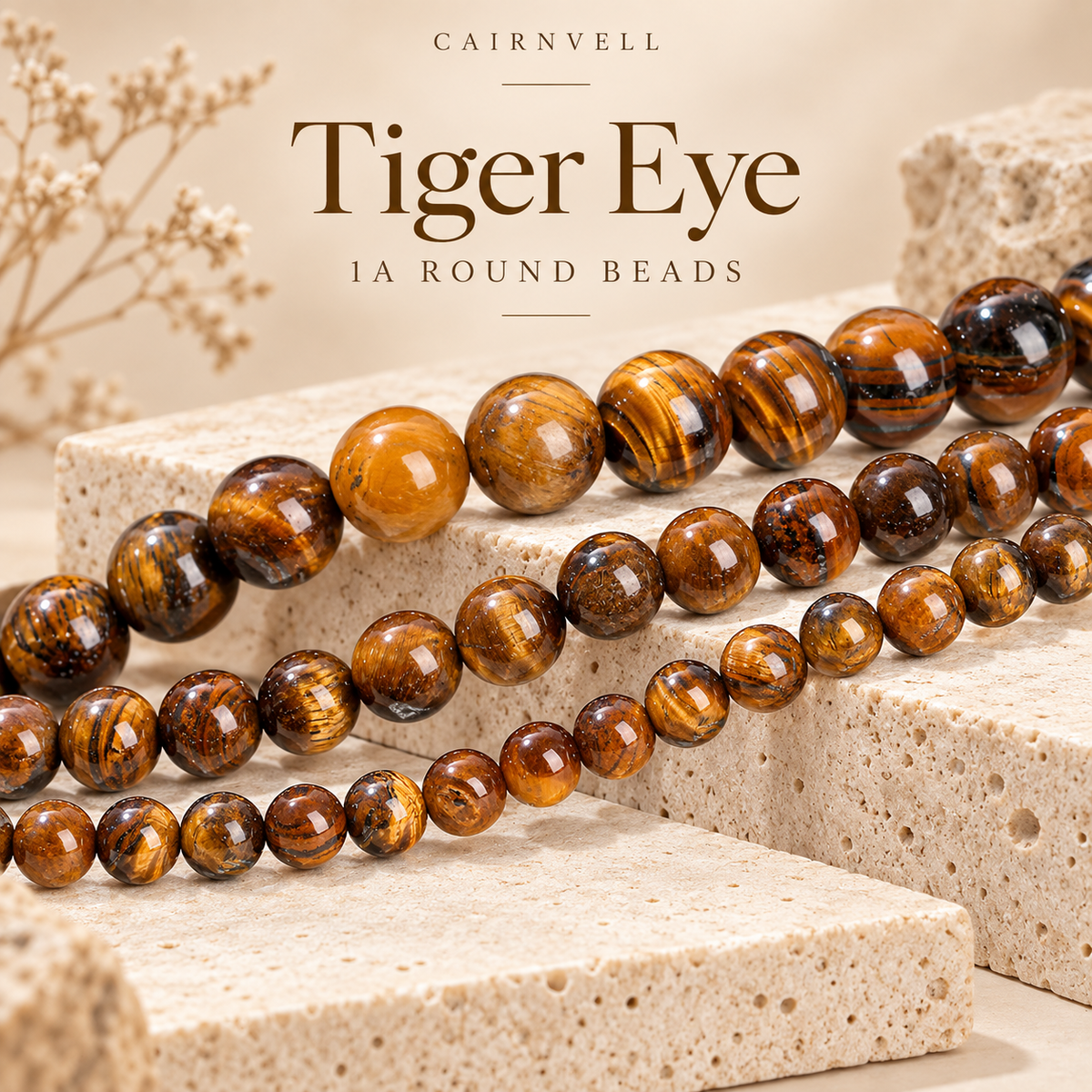 CAIRNVELL natural tiger eye 1A round beads wholesale hero image