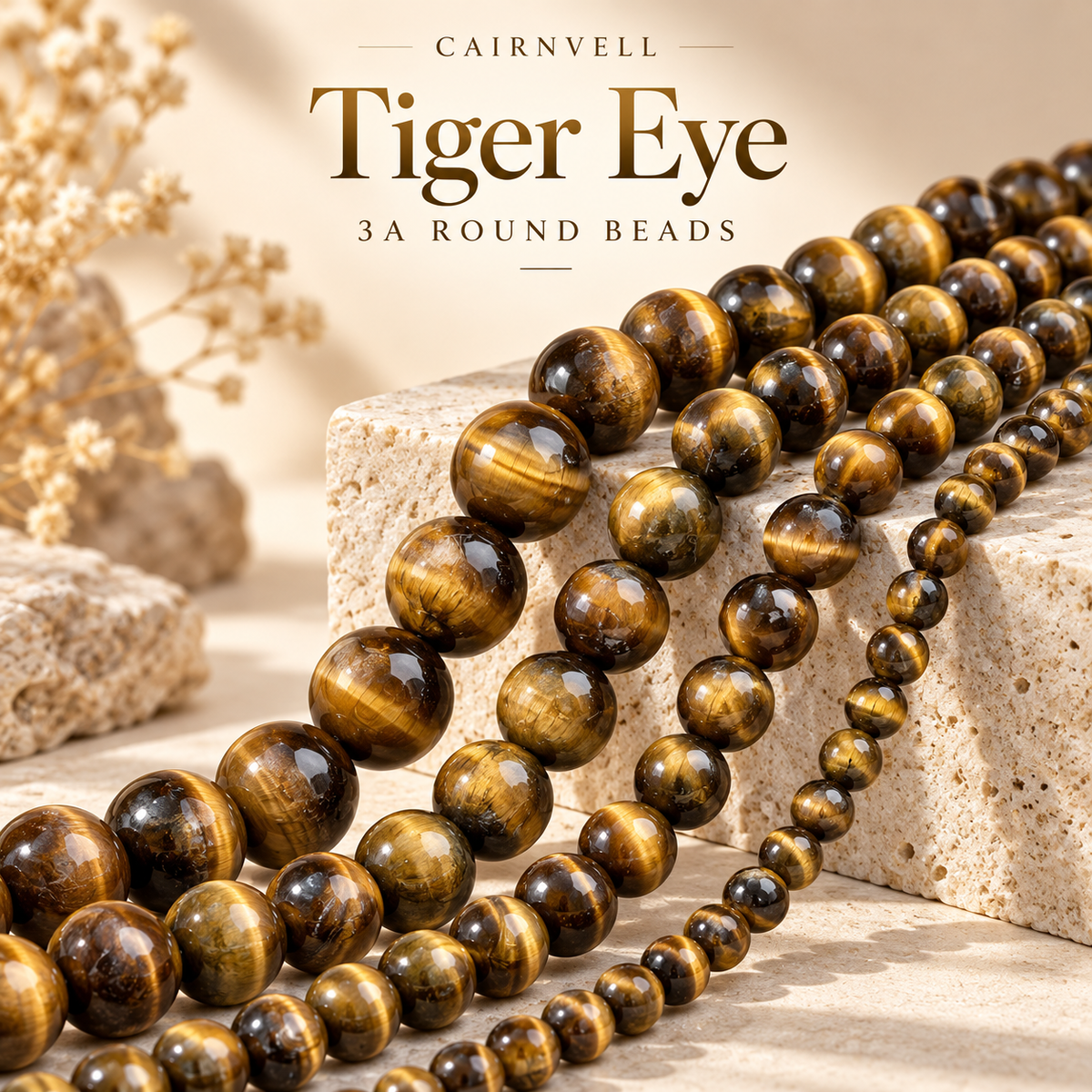 CAIRNVELL natural tiger eye 3A round beads wholesale hero image