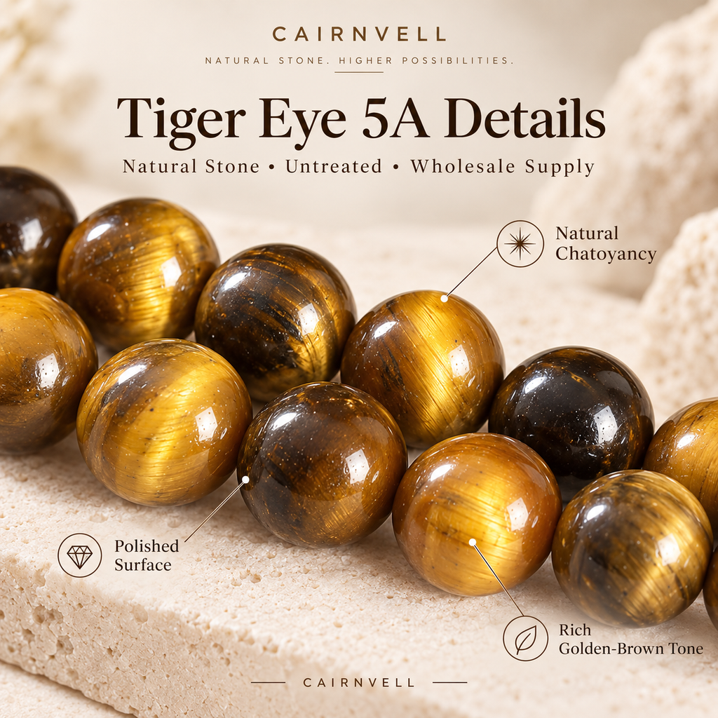 Natural tiger eye 5A round beads close-up detail